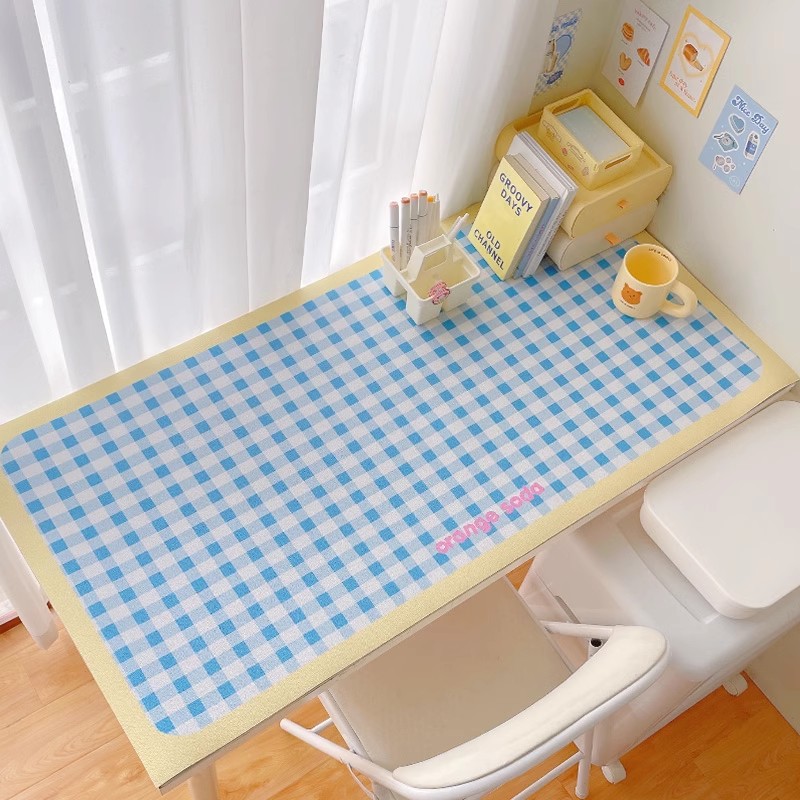 Classic Plaid Leather Table Mat Oil Water Proof Protective Cover for Desktop Office and Dorm SY7Q01-image-1104949478