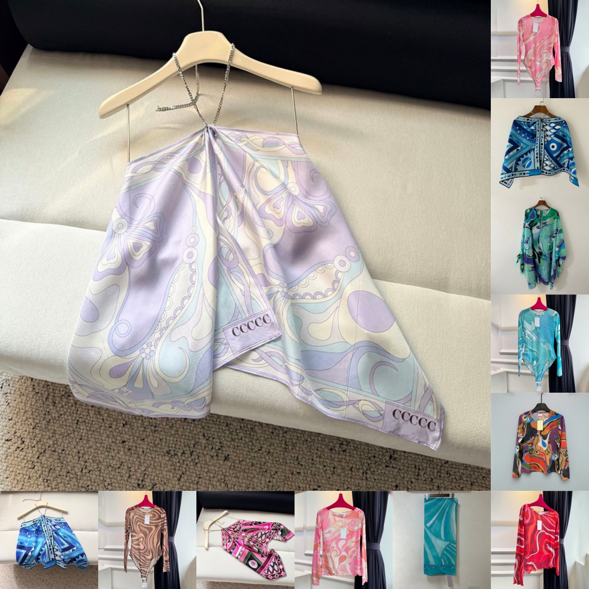 Femmes Soie Licou Camisole Multicolore Chemisiers Élégants Chemises Imprimées Été Plage Vacances Fête Robe de Couverture Sans Manches Slim Hauts