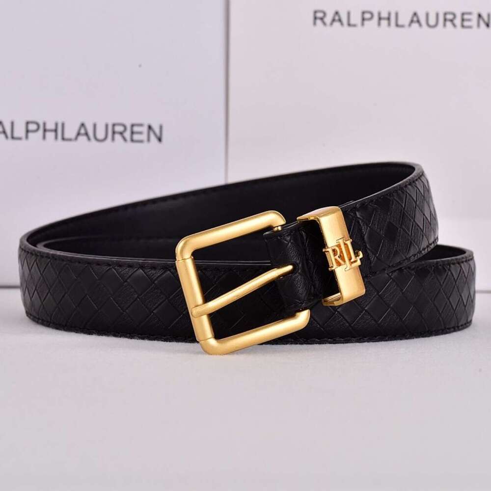 High-end RLL woven men's trendy cowhide belt, versatile for business, 2.8cm