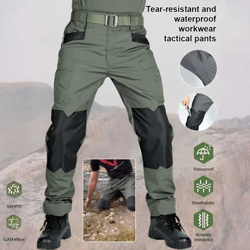 Mens Loose Training Pants Tactical Work Pants Men Cargo Trousers Multi-pocket Waterproof Pant Outdoor Workwear Hiking Trousers S260506