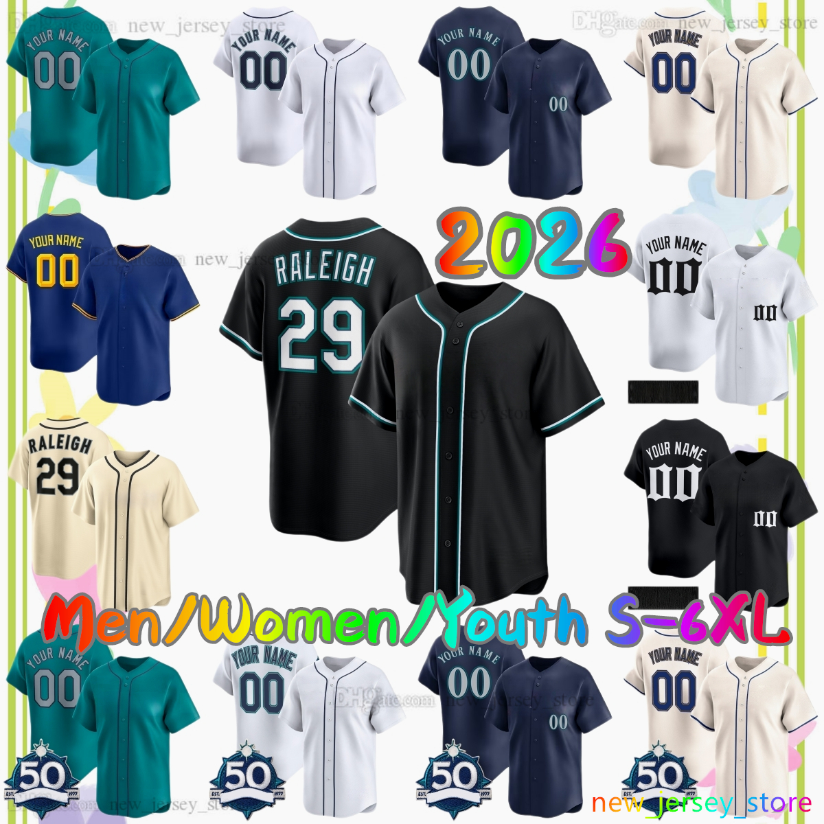 Custom S-6XL 2026 New 44 Julio Rodriguez Baseball Jersey 56 Randy Arozarena 58 Luis Castillo 3 J.P. Crawford 68 George Kirby 36 Logan Gilbert 29-image-889244507