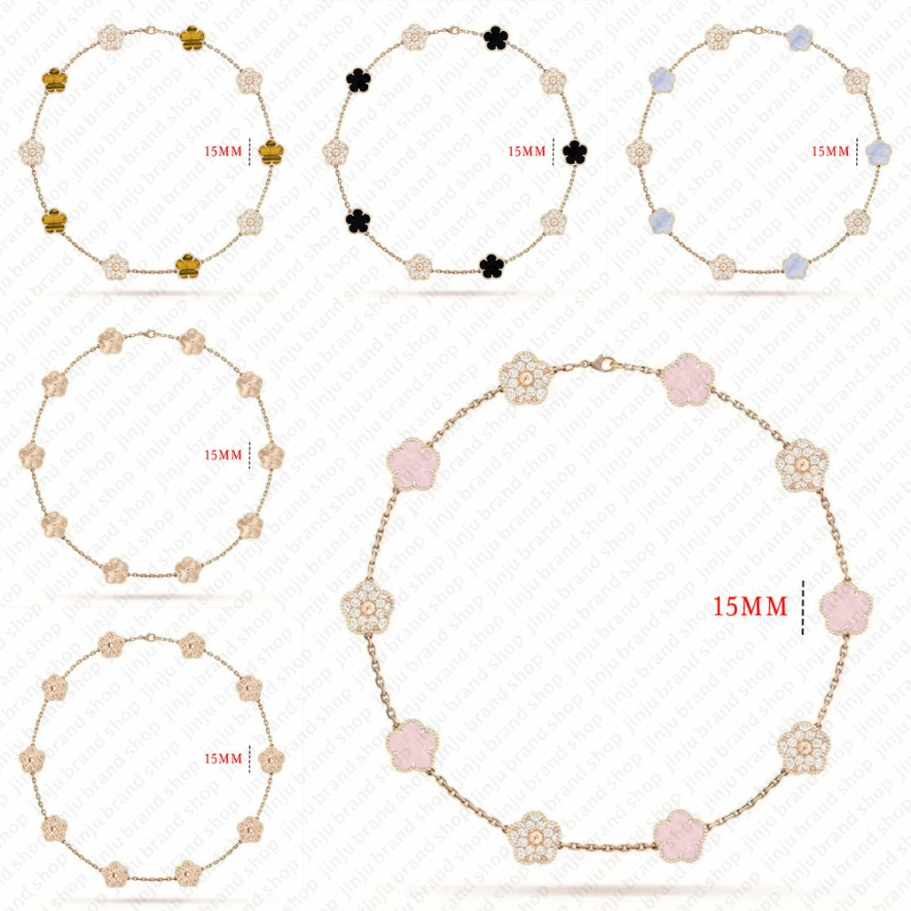 necklace designer jewelry woman designer necklace 15mm clover necklace Rose Gold Plated flower thin long necklace with diamonds gold chain for wo-image-1104985213
