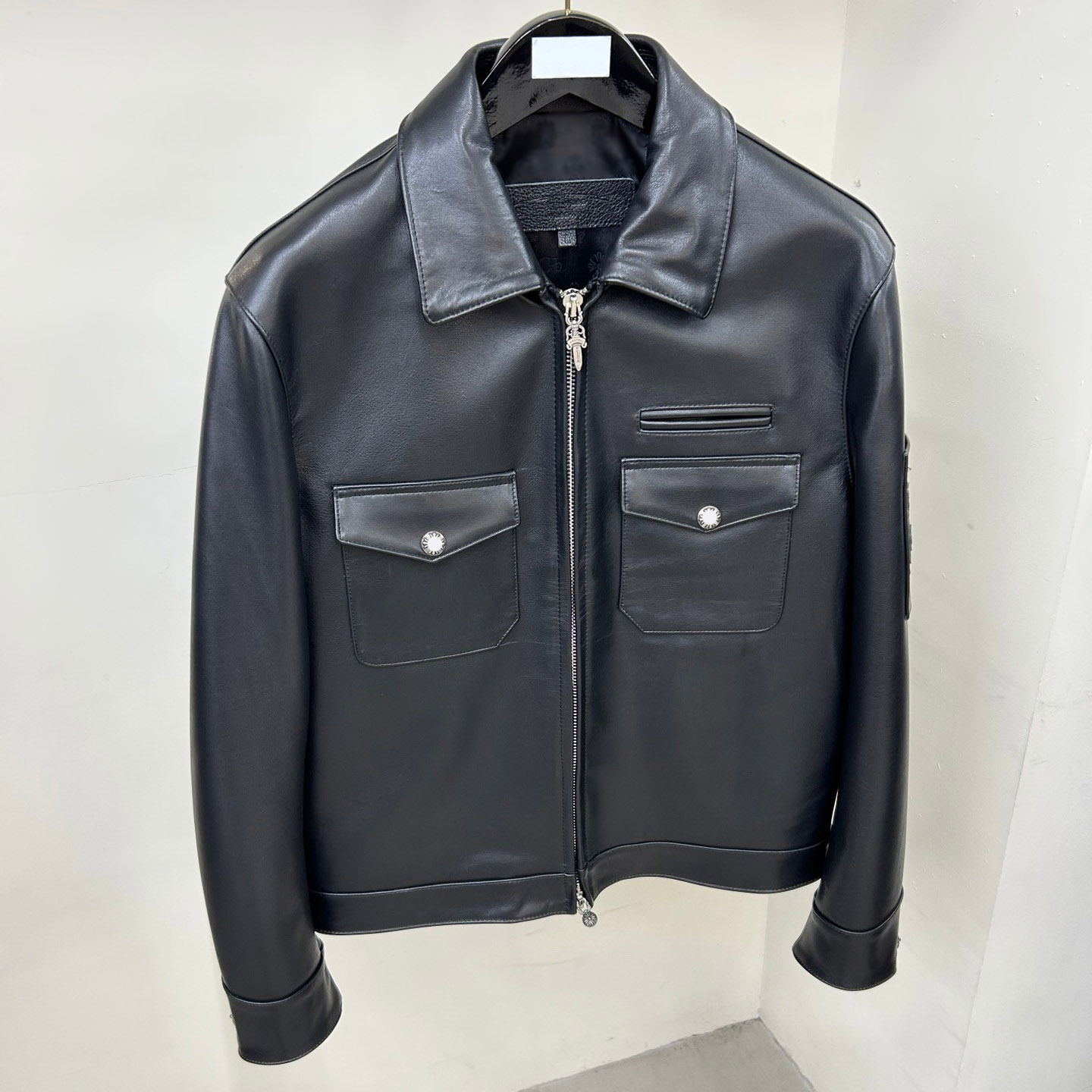 Men's plus size Luxury Style LW Genuine Leather Jacket, Unisex Genuine Leather Bomber Jacket , Embroidered Detail Loose Fit Streetwear Coat 12h