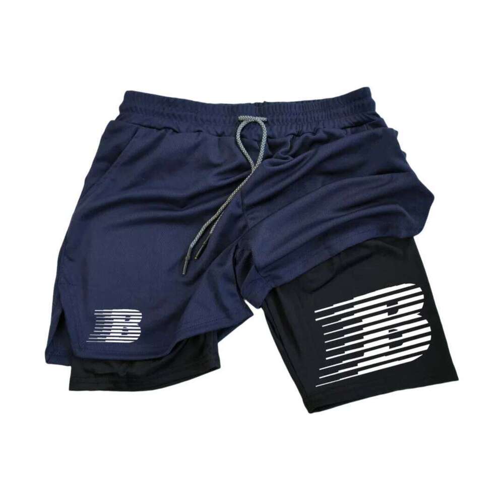 High Performance Artistic Lettering Logo Men's Double Layer 2 In 1 Athleisure Shorts Summer Breathable Quick-Drying Lighweight