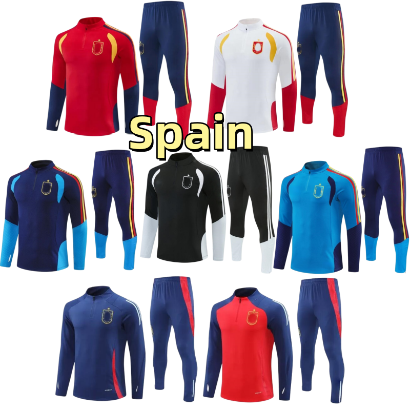 24 25 26 27 Spain Long sleeved soccer tracksuit sets LAMINE YAMAL PEDRI FERRAN MORATA A.INIESTA PEDRI Espana Camiseta 2026 football training suit-image-914487999