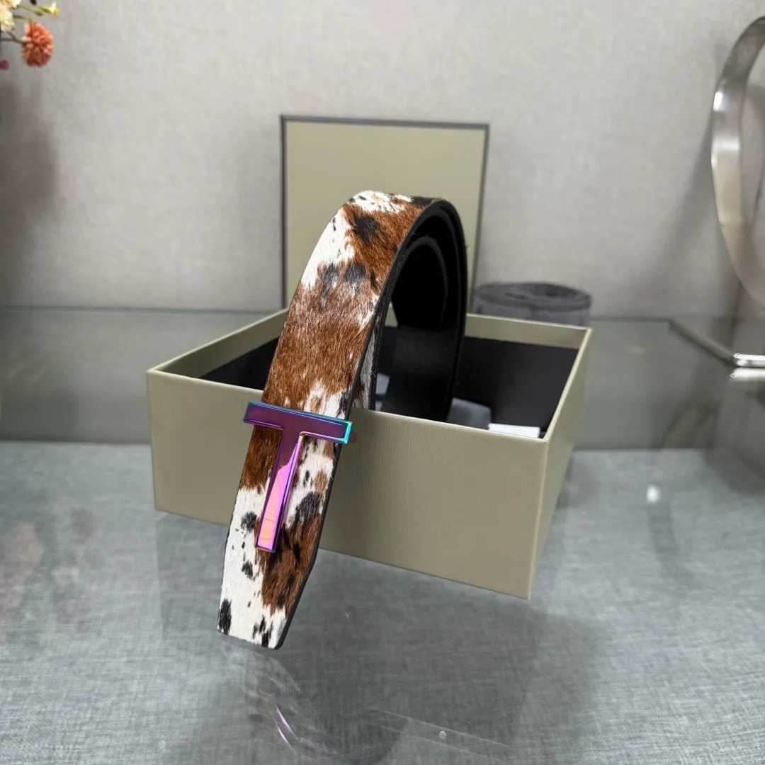 New Metal T Buckle Belts Designer TF Belts for Men Women Genuine Leather Belt Fashion Wholesale Men Clothing Accessories Business Waistband With Ori