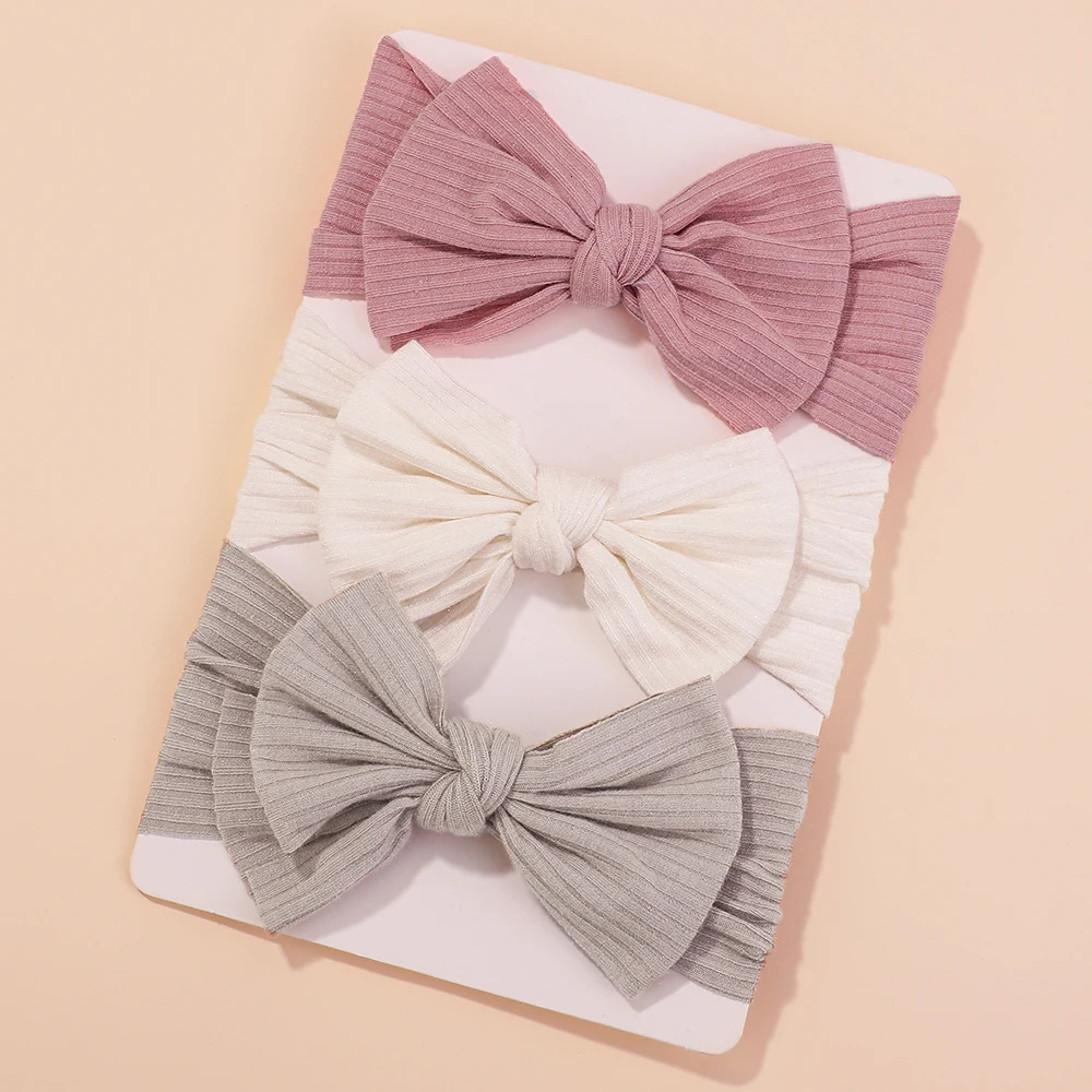 3PcsLot Baby Girl Headband Set Girls Bow Knotted Hair Bands Soft Knitted Kids Headwear born Turban Baby Hair Accessories 260507