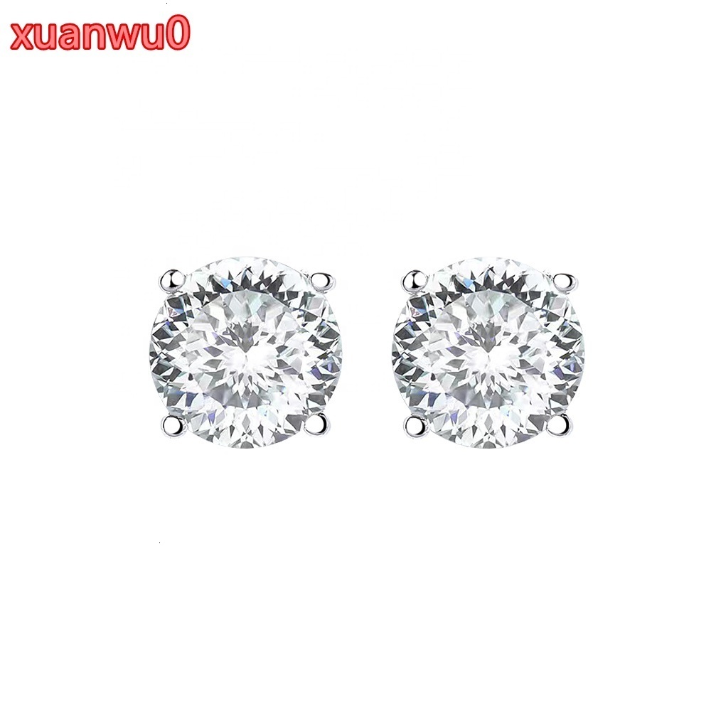 1ct 2ct d Color 925 Sterling Silver Luxury Diamond Vvs 100 Facet Russian Portuguese Cut Moissanite Earrings Stud