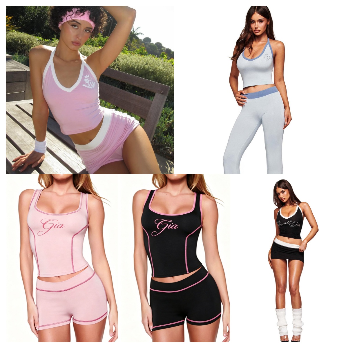 I AM GIA Survêtement Designer Femmes Sexy Été Plage Tendance Lettre Impression Slim Fit Gilet Ensemble Short Et Haut Vacances Sport Extensible St