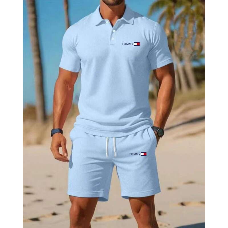 Designer 2026 High-quality Loose-fit New Versatile Fashion Printed Polo Luxury Shirt And Shorts Set Casual Summer Men's Outfit Free Shipping