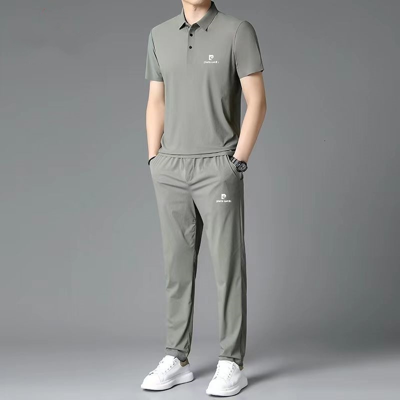 Summer New Men Designer T-shirt S Sports Suit Thin Turn Down Collar Ice Silk POLO Comfortable High Elasticity Breathable Hoodie Short Sleeve For Mid