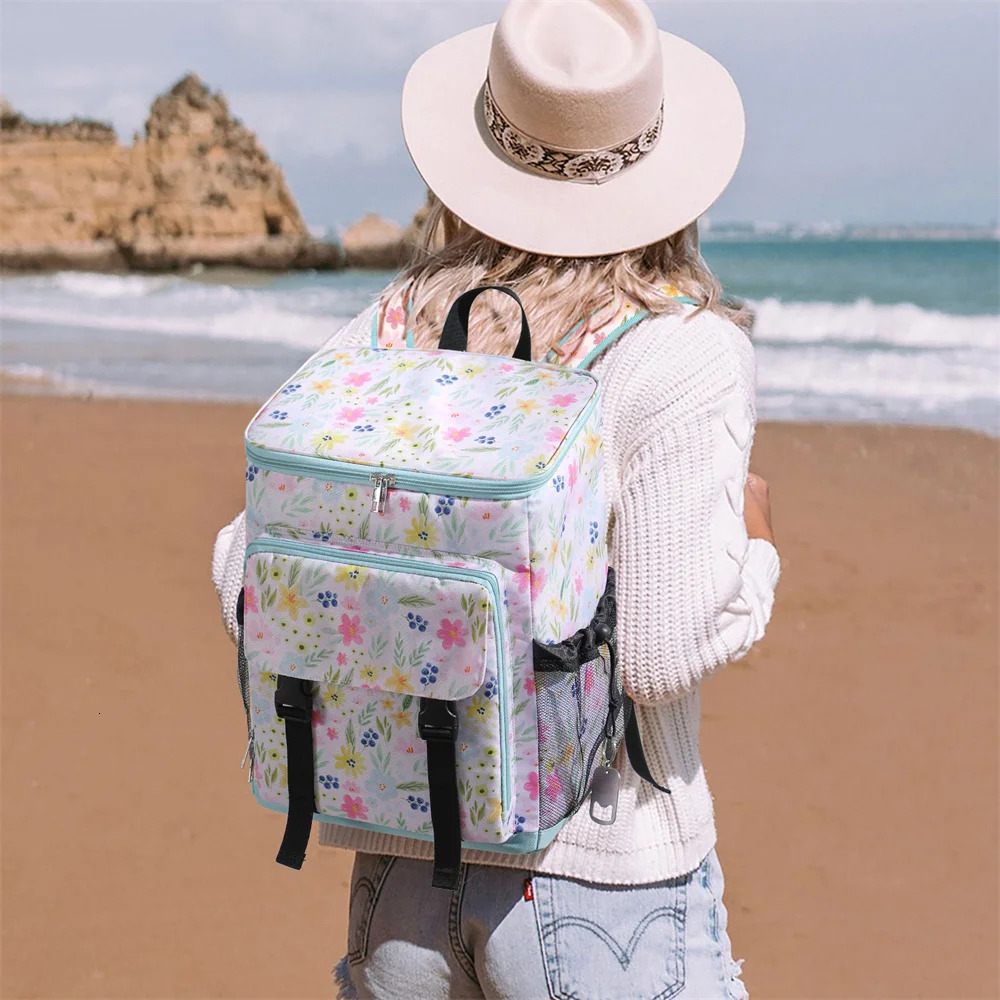Leopard Cooler Backpack Soft Insulated Cooler Bag Beach Waterproof Oxford Cooler Lunch Backpack For Hiking Shopping Cans Summer 260508