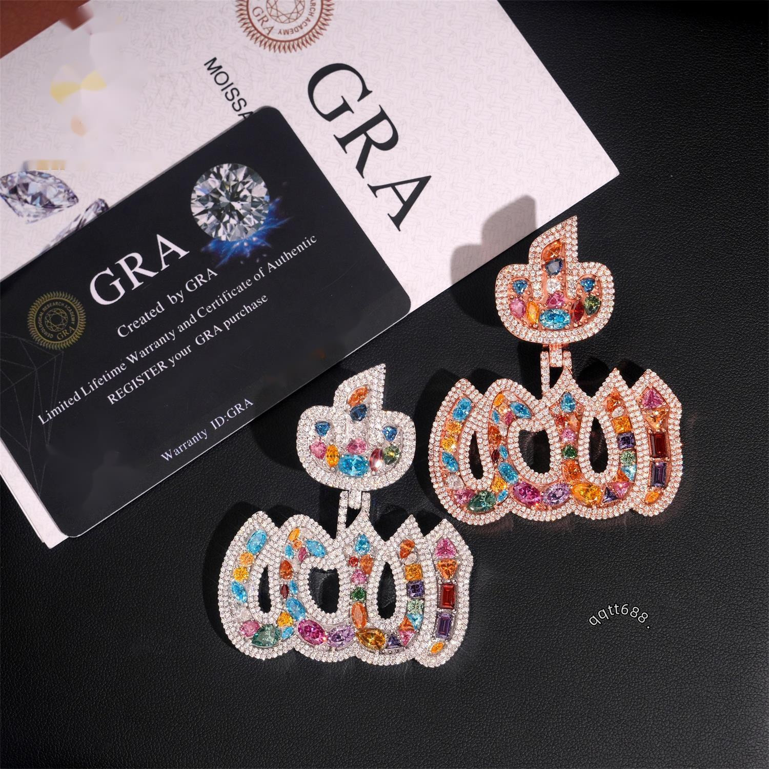 New Trendy Hip Hop VVS Moissanite Colorful Fire Allah Pendant Iced Out 925 Silver Fashion Jewelry Pendants