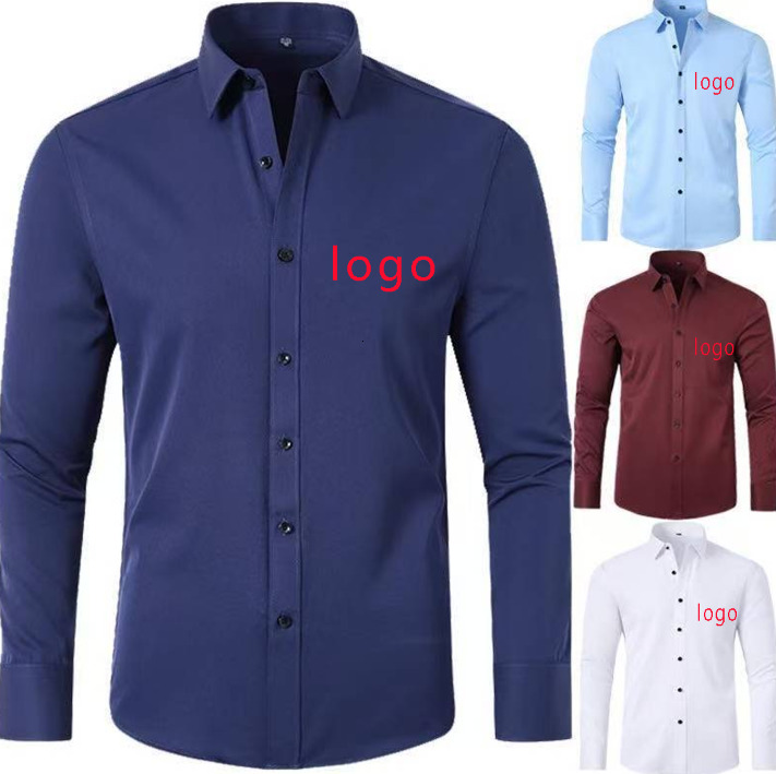 Chemises décontractées de luxe pour hommes, chemise athlétique, coupe cintrée, manches longues, extensible, sans plis, décontractée, boutonnée, c