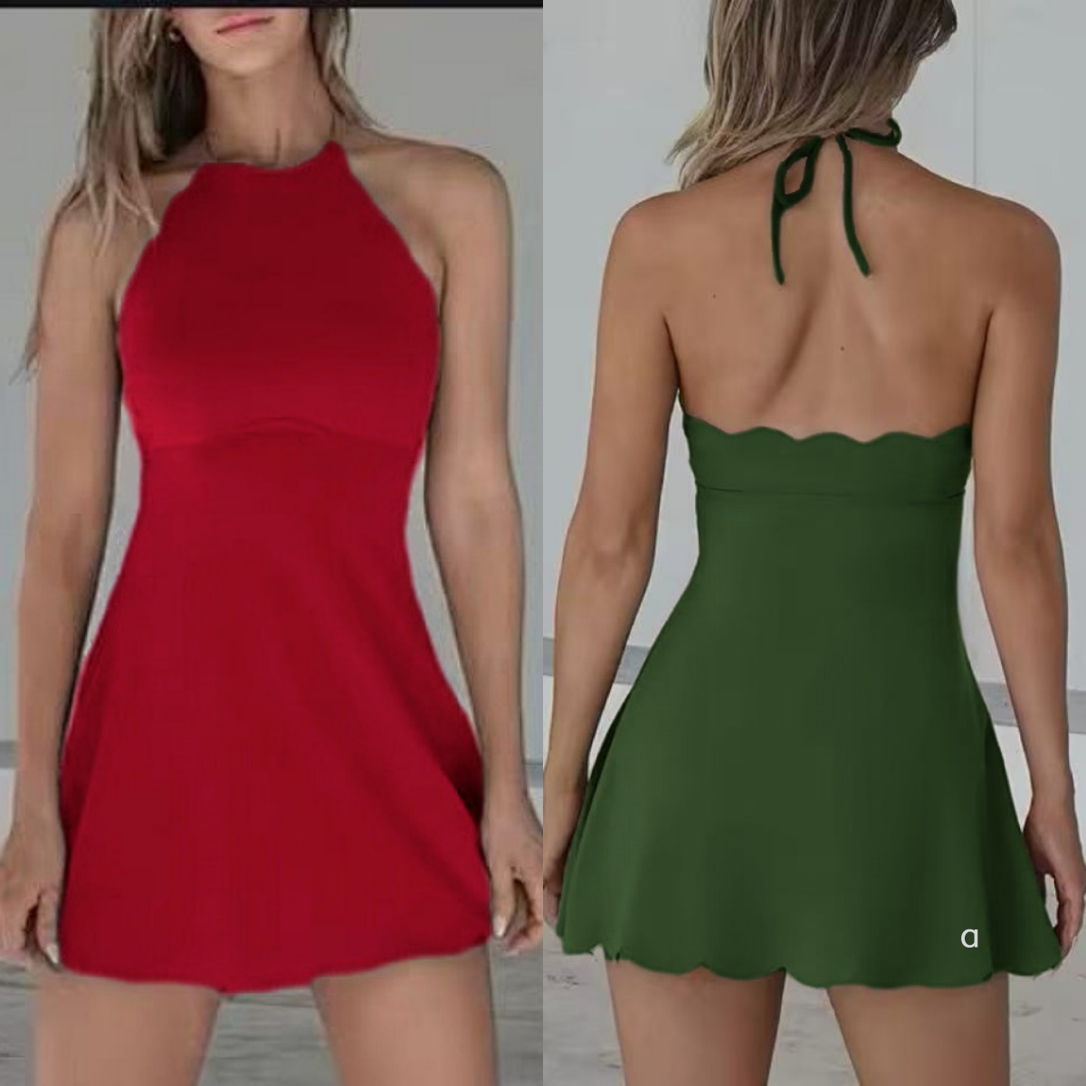 A1259 Women Quick Drying Yoga Dress Soft Skin-friendly Hanging Neck Back High-grade Sense Slim Vest Skirt Hip Dress Breathable Dry Yoga Skirt