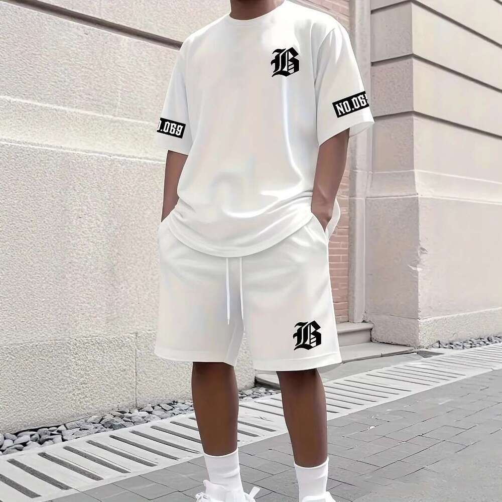 Designer 2026 European Luxury And American New Fashion Men's Shorts Short Sleeve Casual Sportswear Los Angeles Letter T-shirt Set Free Shipping