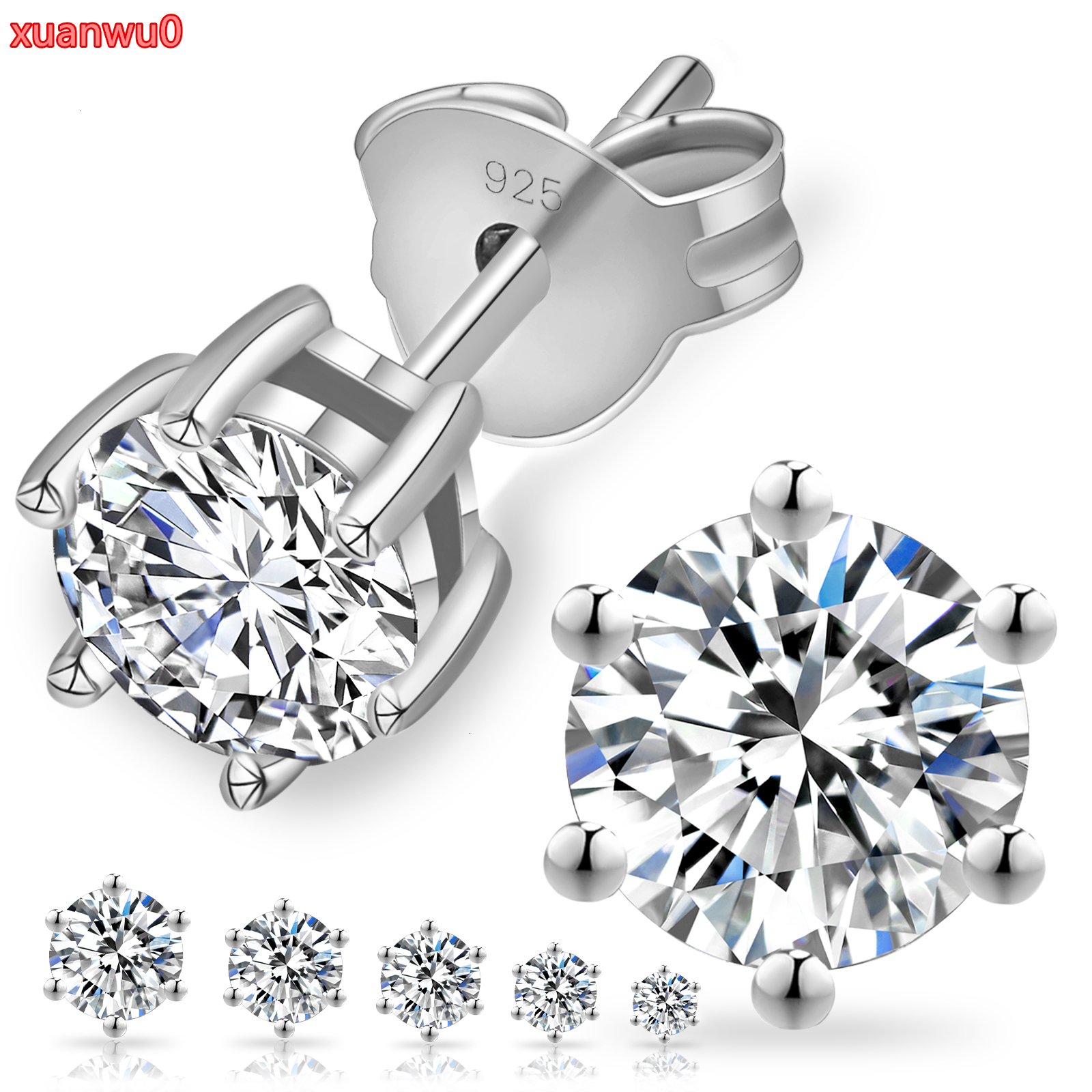 Luxury 3ct 2ct 1ct Diamond Stud 925 Sterling Silver Women Jewelry 14K Gold Plated VVS GRA Certificate Moissanite Earring Men