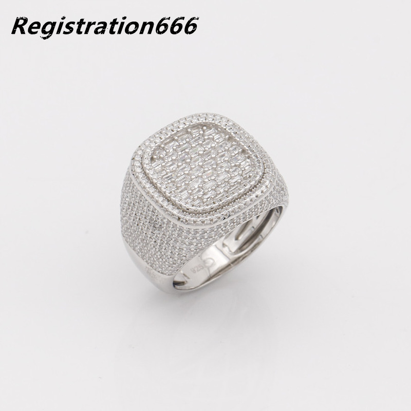 Custom Bulk Wholesale Jewelry 925 Sterling Silver VVS Baguette Moissanite Diamond Iced Out Hip Championship Ring for Man