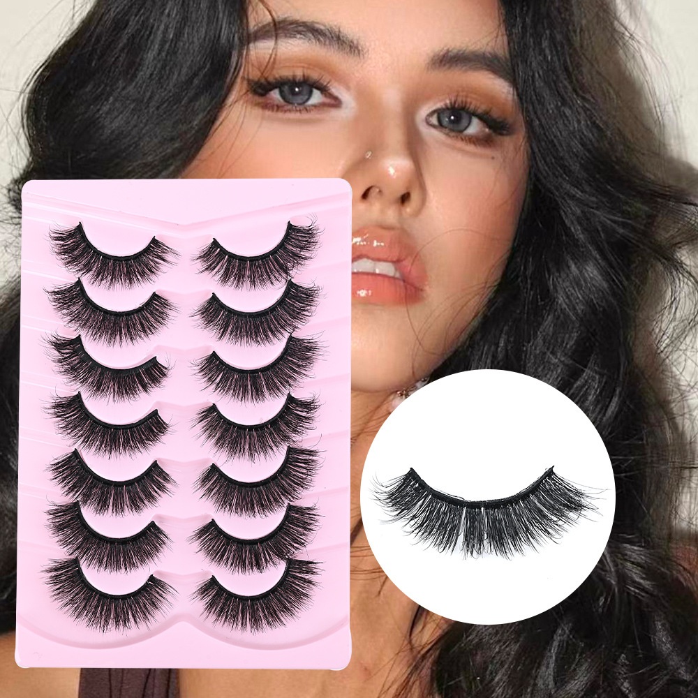 7 Pairs 3D Faux Mink Lashes Full Strip, Thick Fluffy False Eyelashes Natural Look Soft Lightweight, Handmade Reusable Volume Wispy Lash Extension-image-1105050980