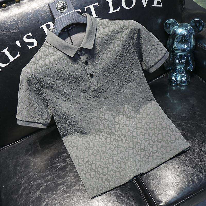 Designer 2026 European High-end Luxury Luxury Men's Polo Shirt With Collar, Short Sleeves, Flocking Print, Slim Fit, Business Style, Summer Fre