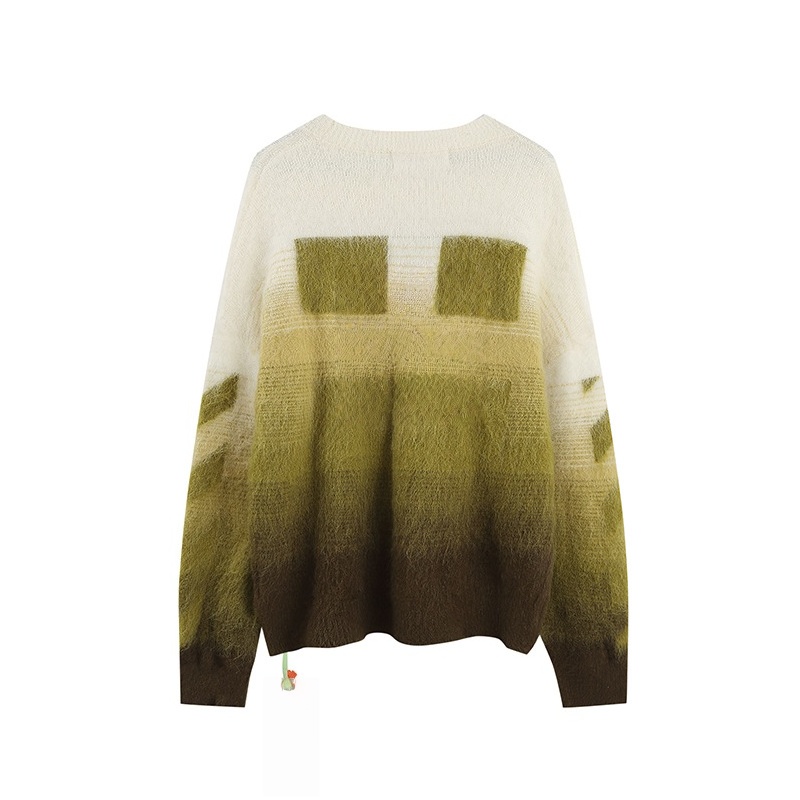 mens sweater Classic off-shoulder pullover sweater trendy gradient arrow merino wool knitted sweater yarn for couple outfits pull