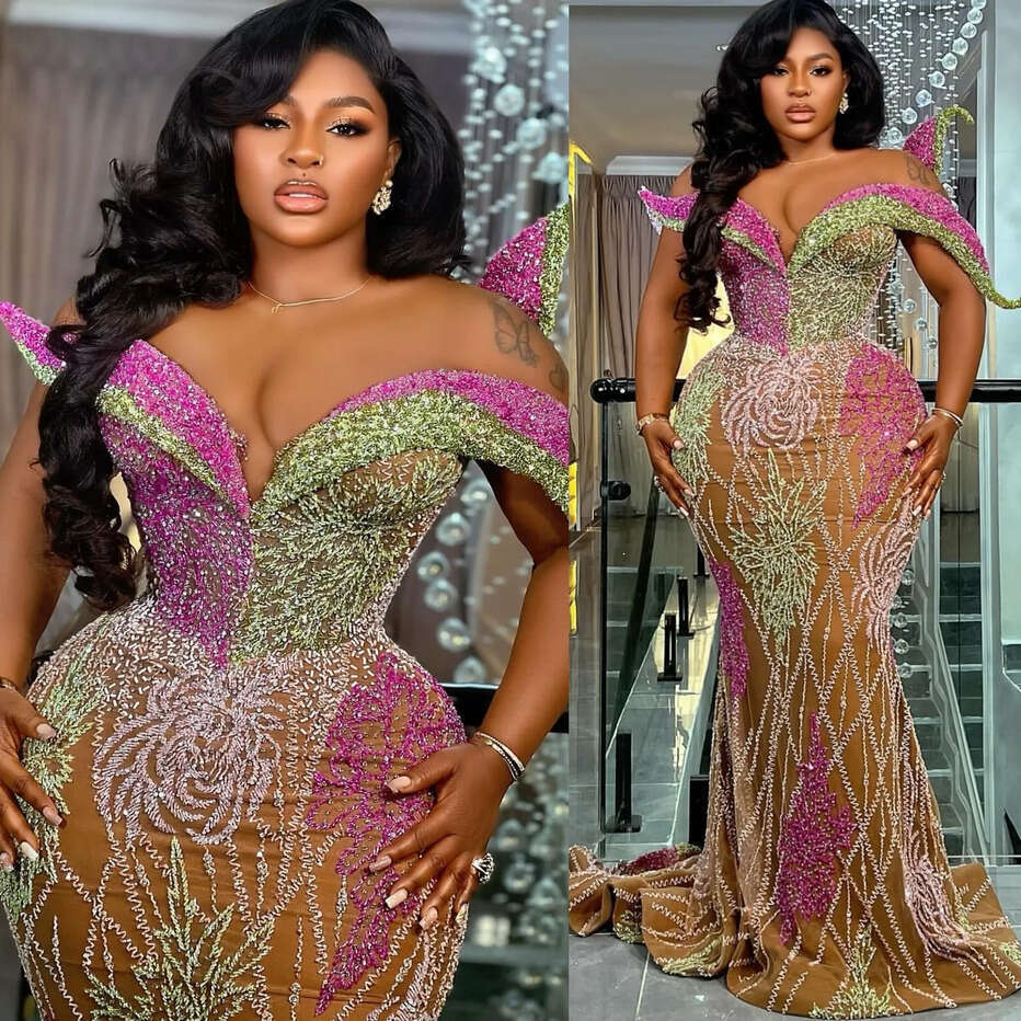 Aso Ebi Illusion Mermaid Prom Dresses Lace Beaded Stylish Evening Formal Party Second Birthday Engagement Gowns Plus Size Dress For Special Occasion