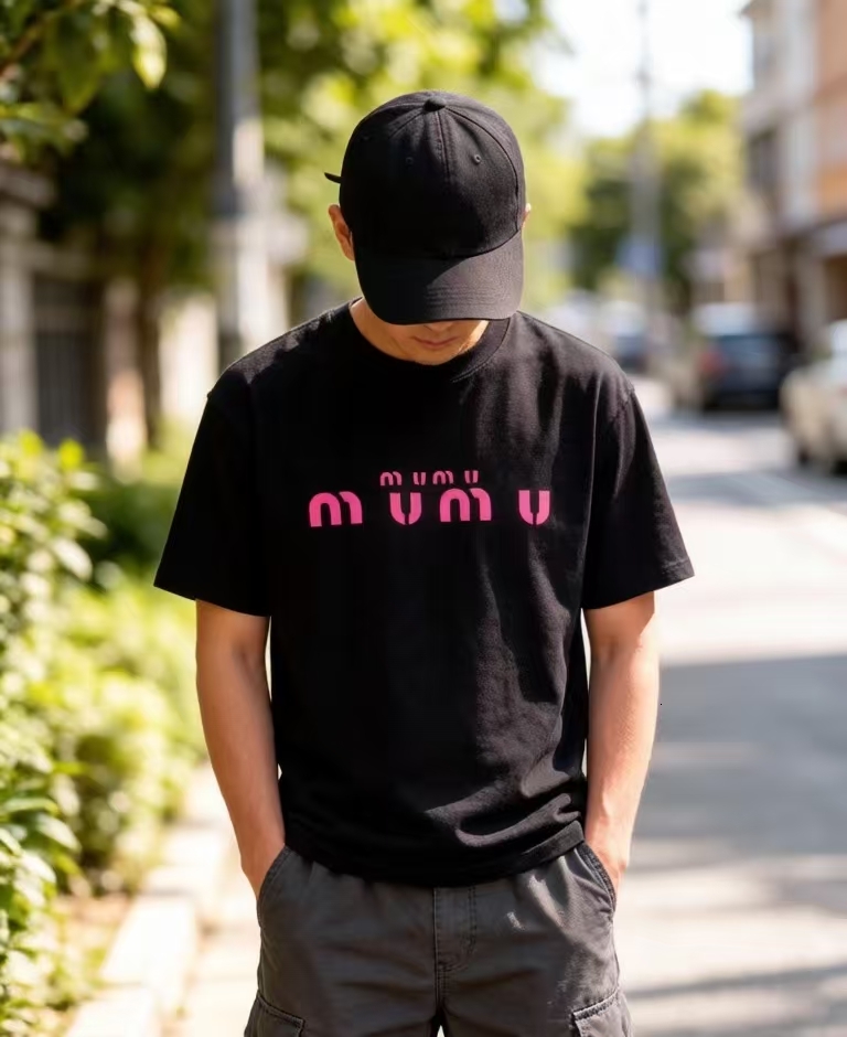 Miu Shirt Miu Top Luxury Designer Tshirt For Men Women Miu Shirts Summer Fashion Letter Clothes Short Sleeve Cotton Tshirts High Street Round-Neck M