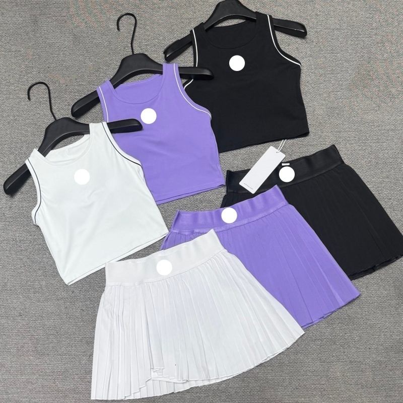 Colorful Suit Shorts 26S Yoga Set Underwear Shorts Yoga New Gym Straight Set Tank Top With Padded Bra Sport Gym Girl 2Pcs High-waisted Badminton-image-1105160147
