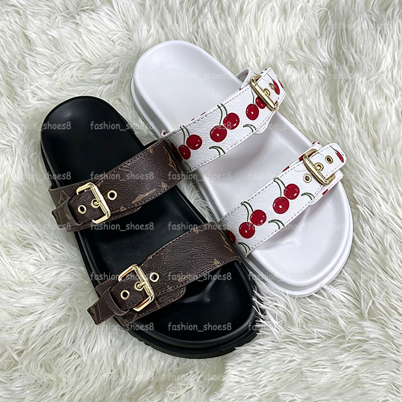 Designer Slides Men Womens Platform Sandals Beach Slippers Fashion Printing Leather Flat Gladiator Buckle Slider Summer Casual Shoes Size 35-45-image-946079665