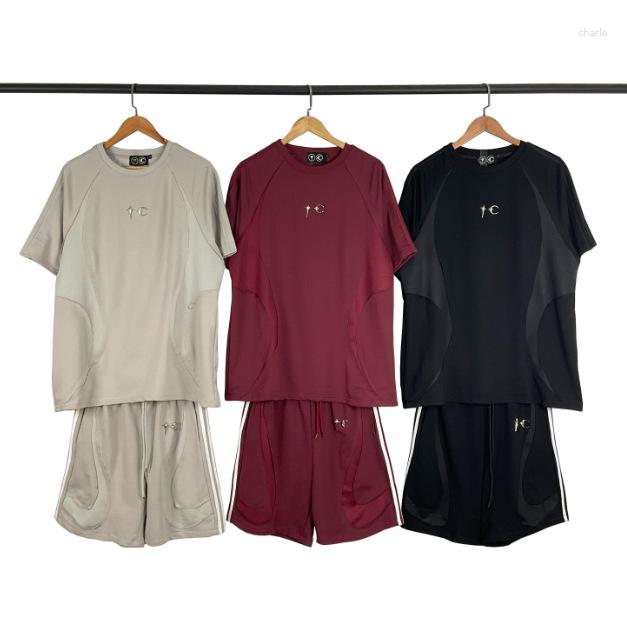 Men's Tracksuits Thug Club Sports Functional Style Spliced Short-Sleeved T-Shirt For Men And Women Loose Breathable Mesh Casual Shorts Set