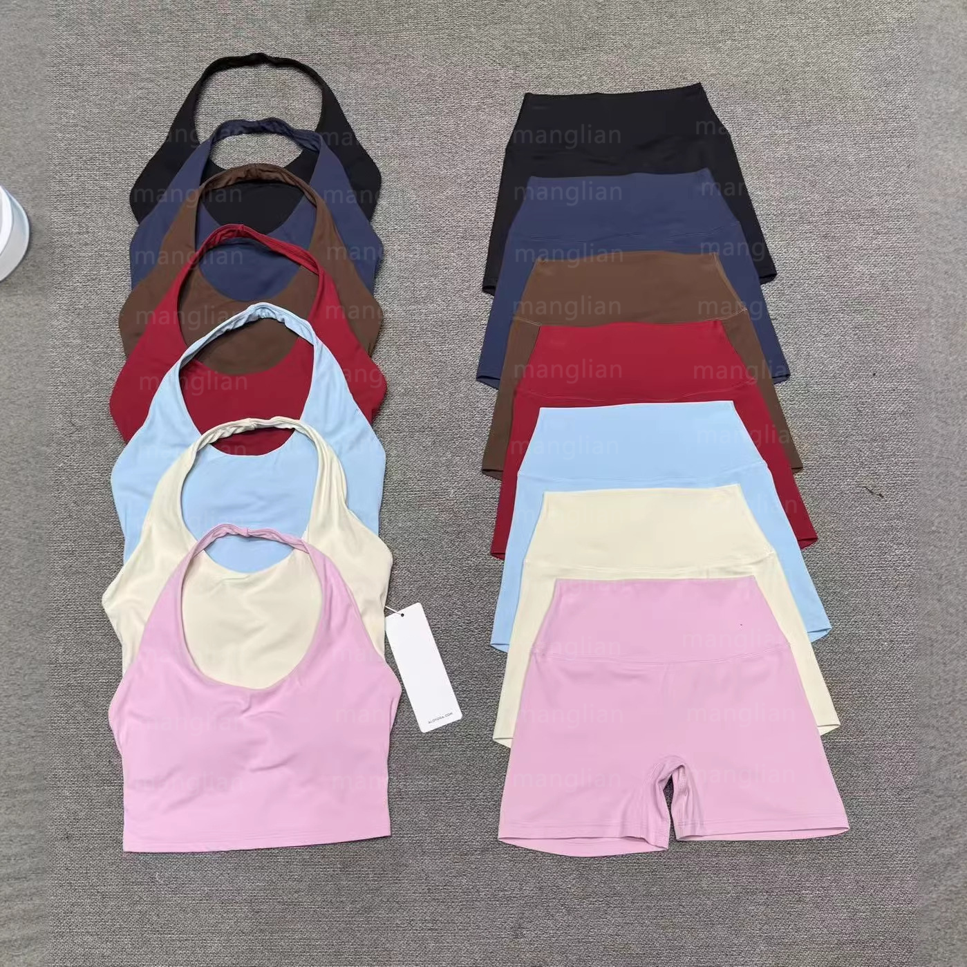 Yoga Set Women High Waist Quick Dry Athletic Yoga Outfit Tank top shorts set-image-1105099181