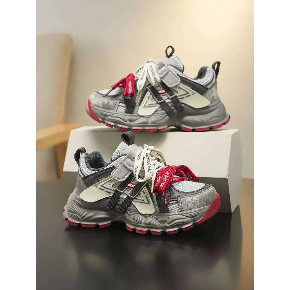 Thick-soled Children's Sports Autumn Leather Fashion Girl's Running Boys' Casual Lace-up Soft Sole Kids Shoes 26H0507