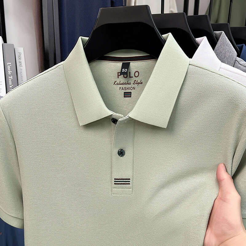 Designer 2026 Summer New Pure Luxury Cotton Men's Polo Shirt, Turn-down Collar, Short Sleeve, Business Casual, Breathable, Sweat-absorbent, Sol