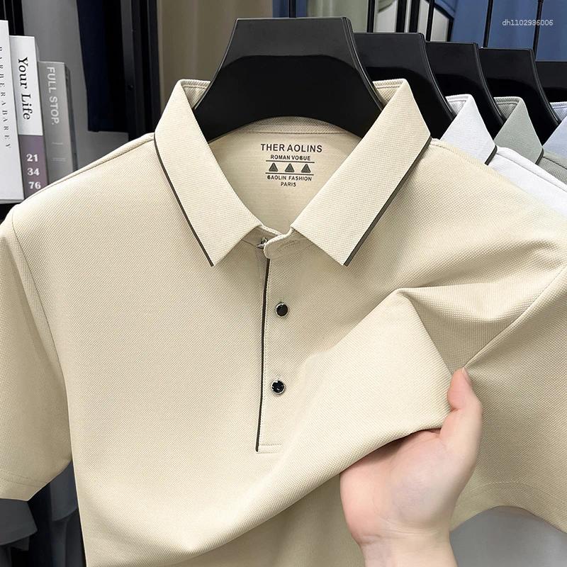 Men's Polos Light Luxury Short Sleeve Polo Shirt Fashion High-end Business Casual Summer Comfort Breathable Solid Color T-shirt