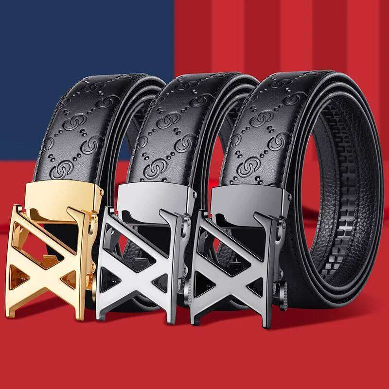 Belt Men's High-End Letter Belt Automatic Buckle Business Casualfashion Pants