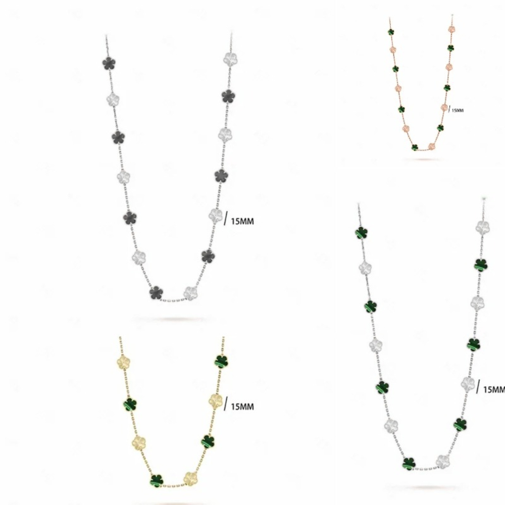 20 flowers leaves clover pendant necklace desinger jewelry gold box chain mother of pearl 925 sterling silver jewelry luxury necklace for women l-image-1105048130