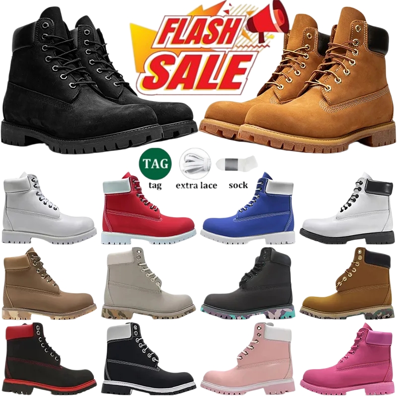 Designer Tims Men Women Yellow Martin Ankle Boots Cowboy Shoes Outdoor Sports Black White Brwon Pink Red Army Green Grey High Top Boots