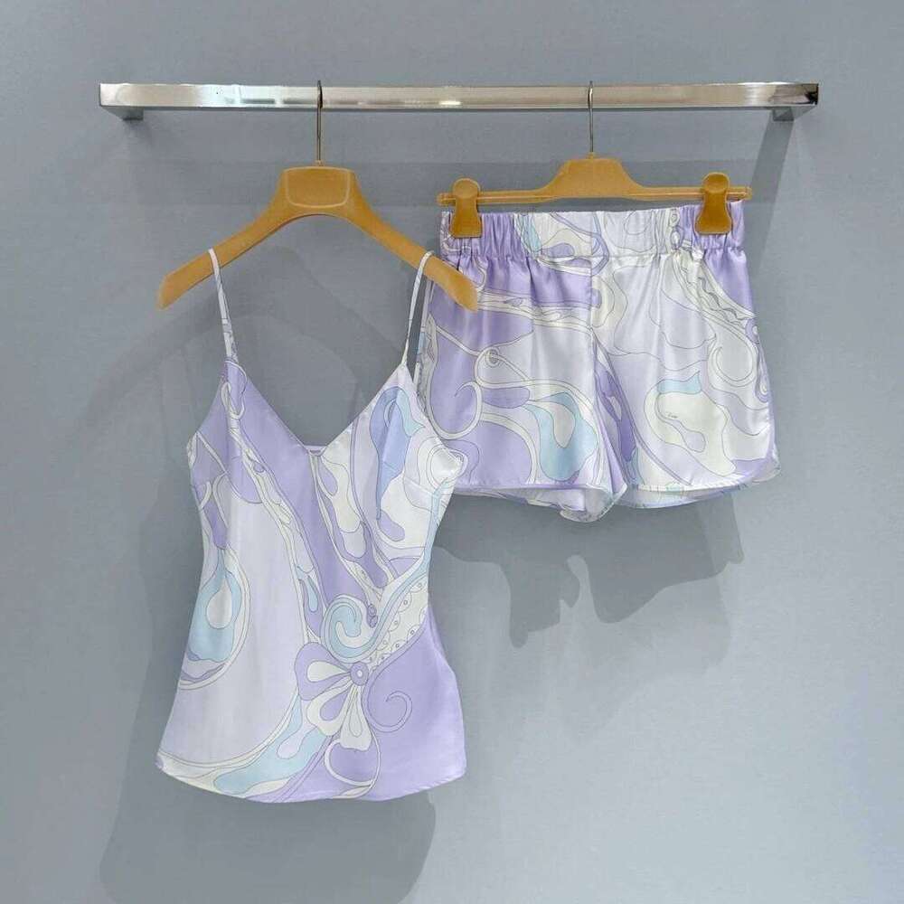 High Quality Women's 100% Silk Abstract Print Homewear Set TC Mdng260508