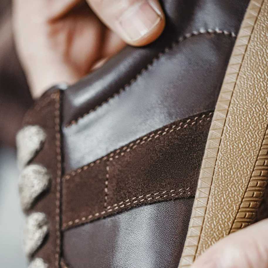 Maden Classic Brown Spliced German Trainer Shoes Flat Low-top Sneakers for Mens Spring and Autumn Casual Lace-up Sporty Shoes H260507