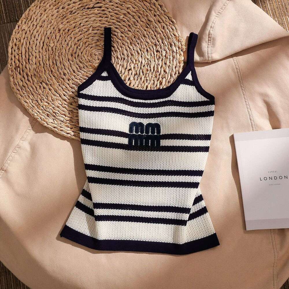 French-Style Retro Striped Knitted Camisole Women, Suitable For Both Inner Outer Wear, Sexy And Stylish Sleeveless Top