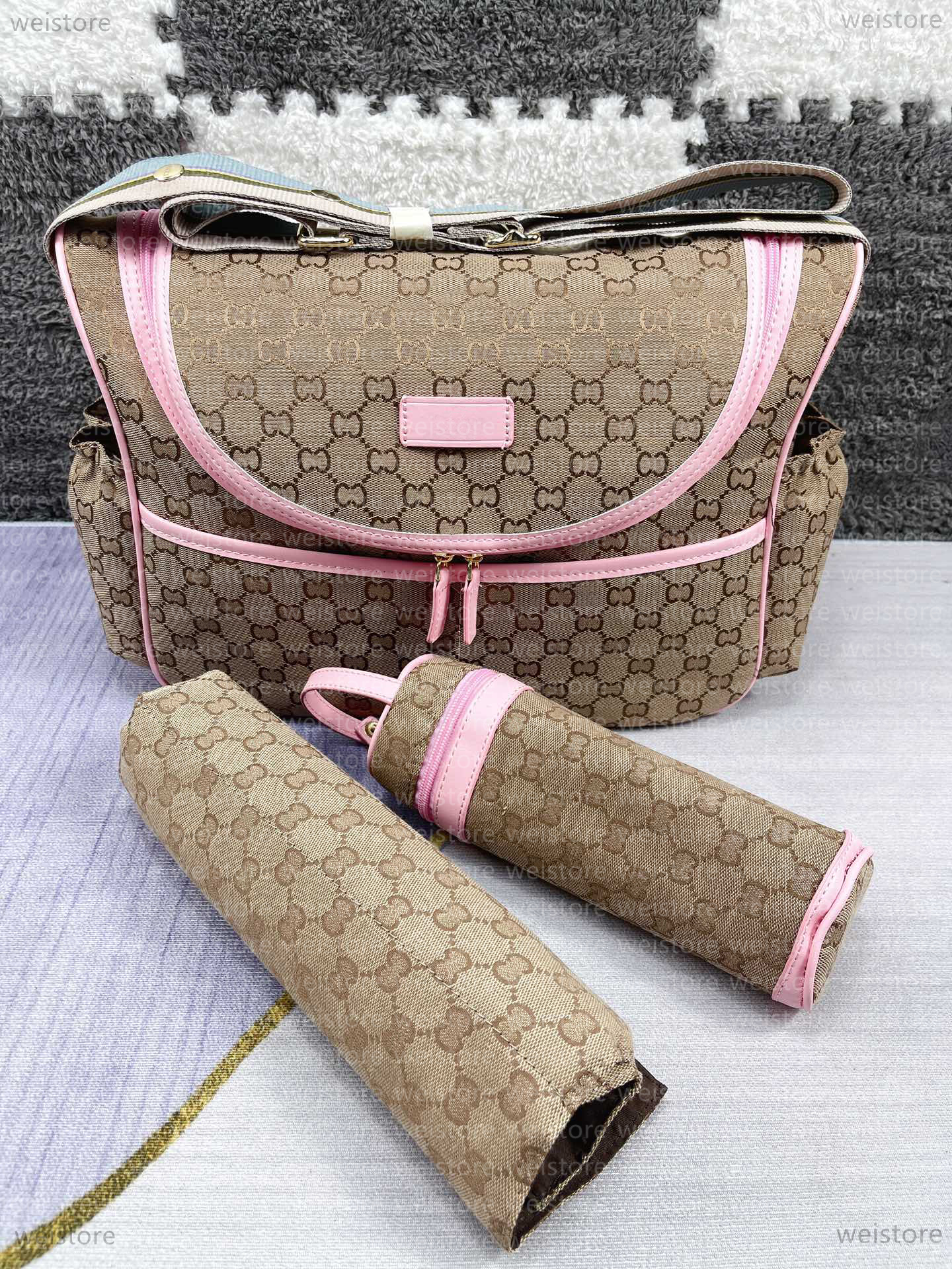 Designer Sac à Langer de Luxe Imperméable Sac à Dos Maman Grand Capacité Tote Matelas Porte-Biberon Voyage