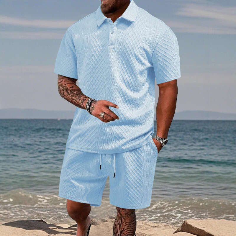 Designer 2026 Hot Sale Casual Suit Jacquard Polo Shirt Shorts Luxury Two-piece Set Men's Fashion TK New Free Shipping