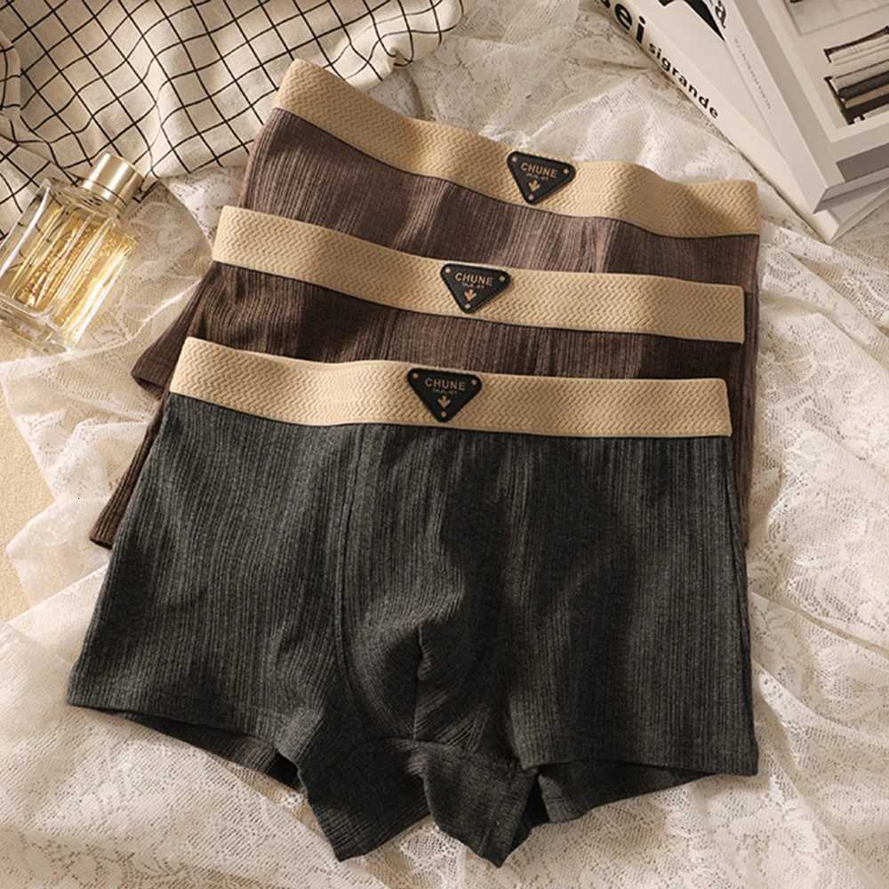 3PCS/Pack Cotton Hygroscopic Breathable Underpants Men Comfortable Mesh Crotch Panties Soft Solid Striped Mens Boxer UnderwearT260508