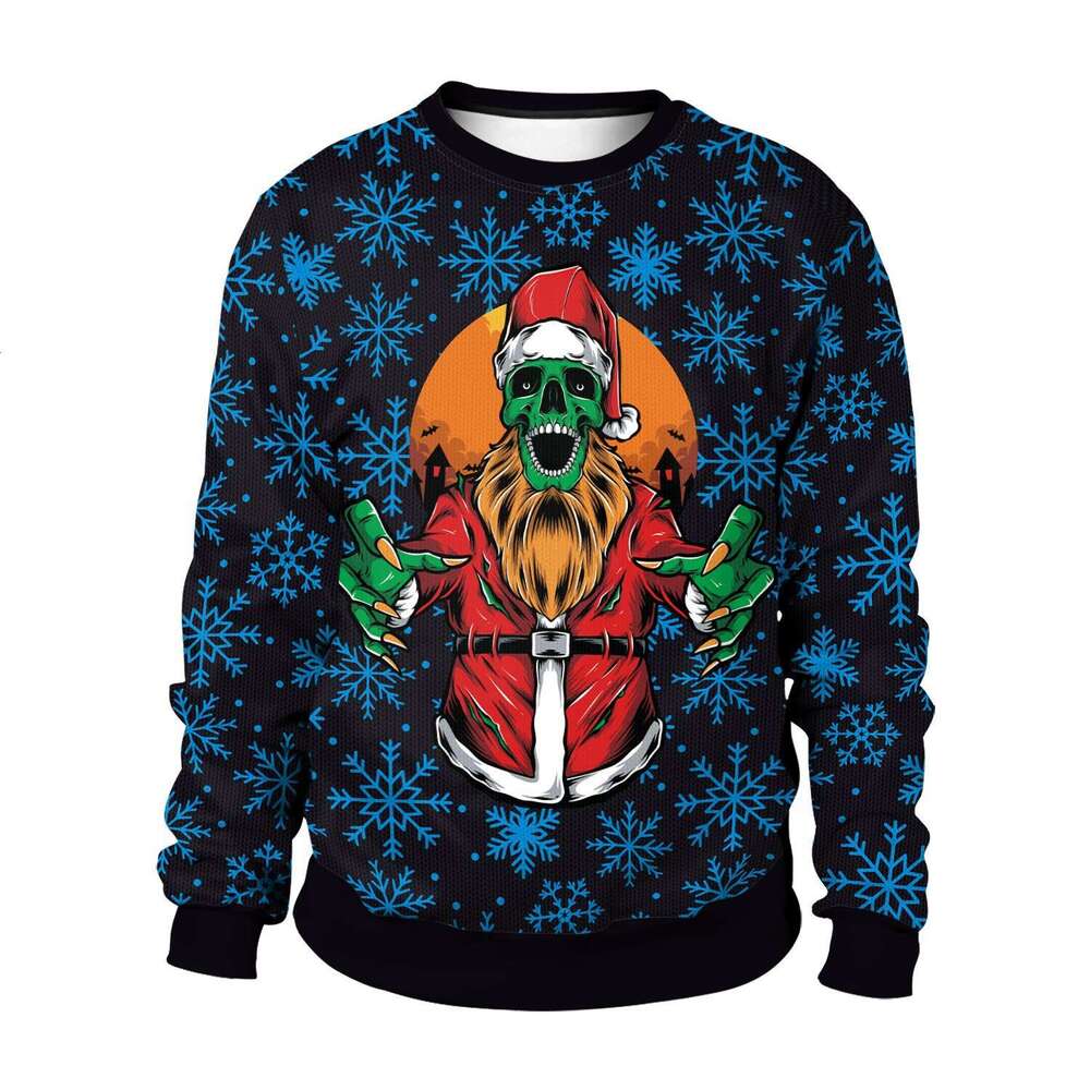 Christmas Halloween New Men's And Women's Crew Neck Sweatshirt 3D Digital Printing Couple Outfit MAKOUFEI