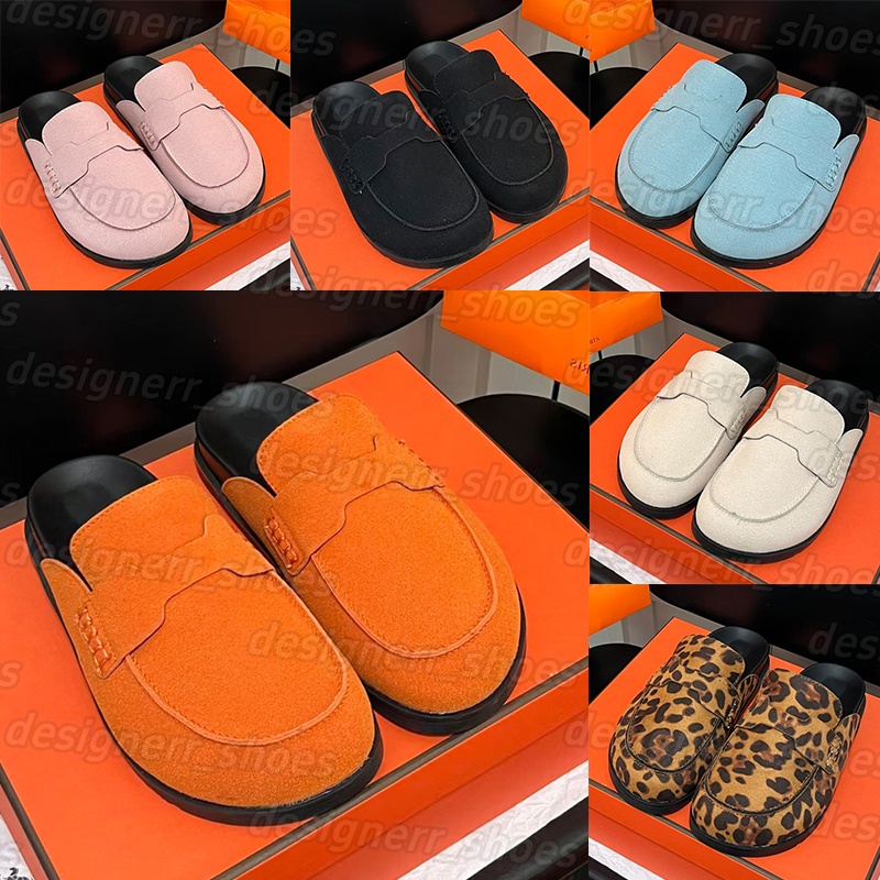 Designer Slippers h sandals Luxury Triple Black Suede Flat Flip Flop orange Shoe Summer Pool Casual Sandal Beach Slide Suede Loafer Mule booties 36-