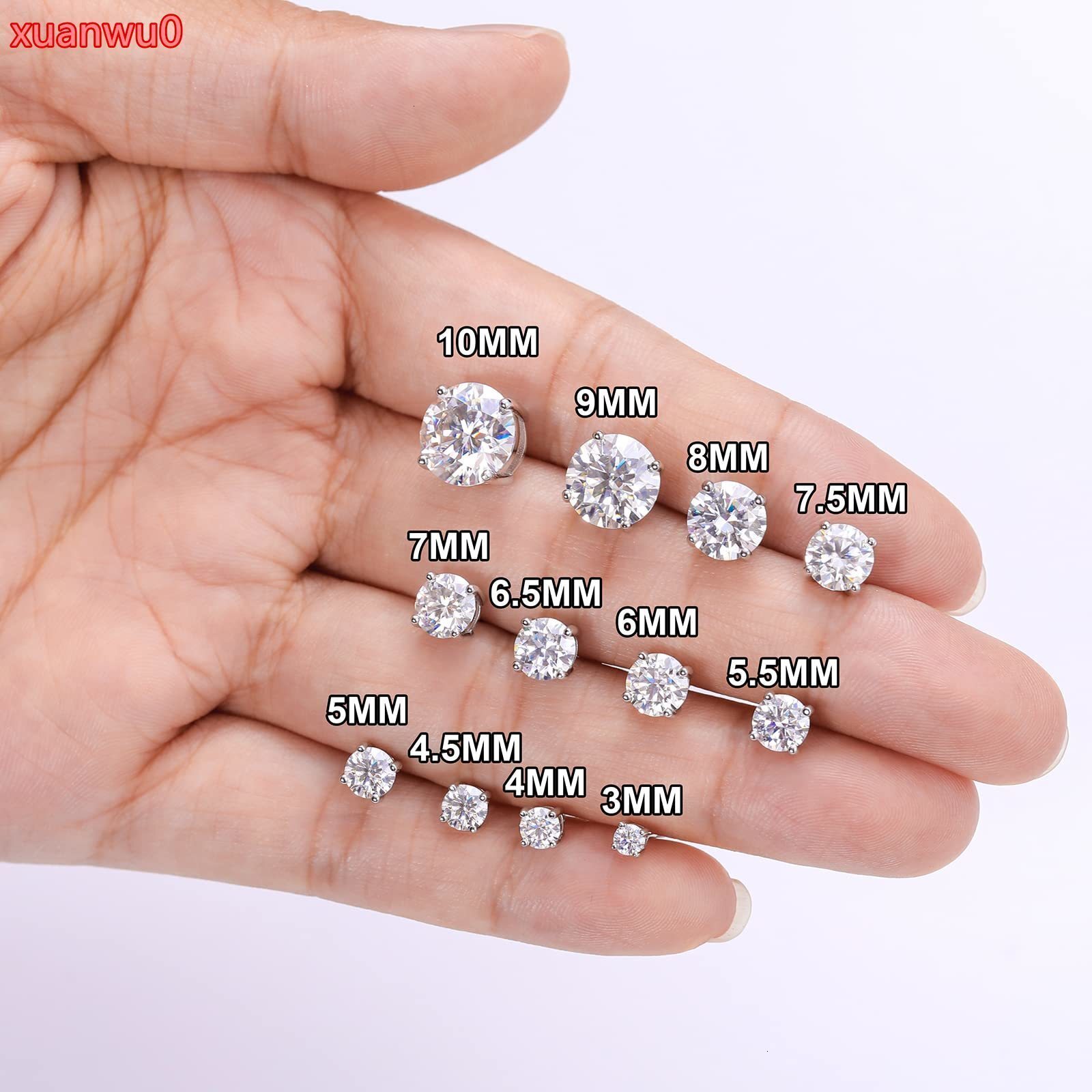 Wholesale 10CT 2CT Mossanite Stud 925 Sterling Silver 14K Gold Plated Jewelry GRA VVS Moissanite Diamond Earring for Men Women