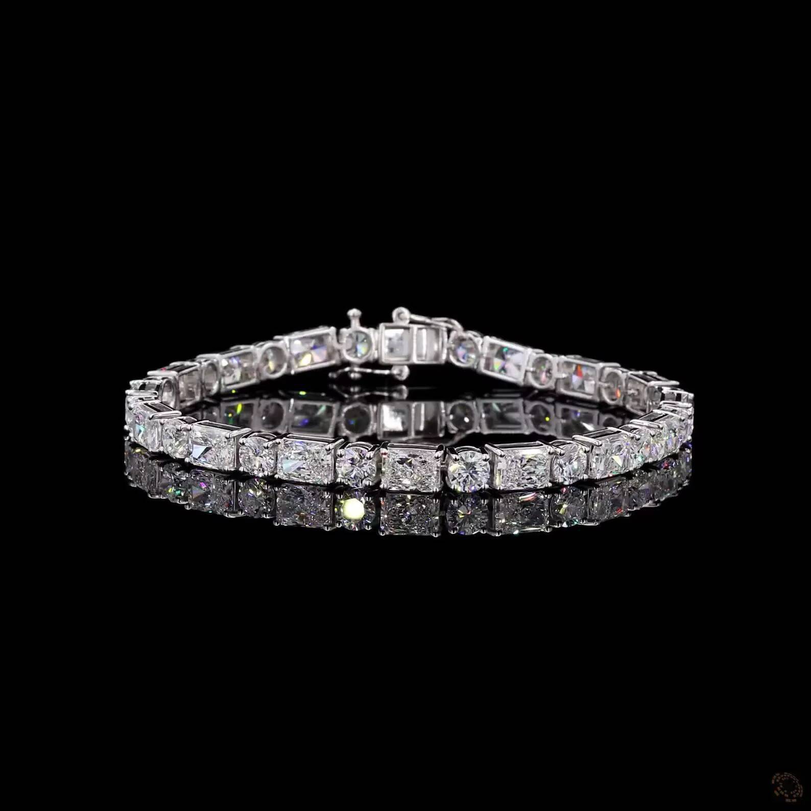 VVS Moissanite Round Brilliant Cut 925 Sterling Silver Unisex Handmade Luxury Elegant Sparkling Charm Fine Bangles Gift Jewelry
