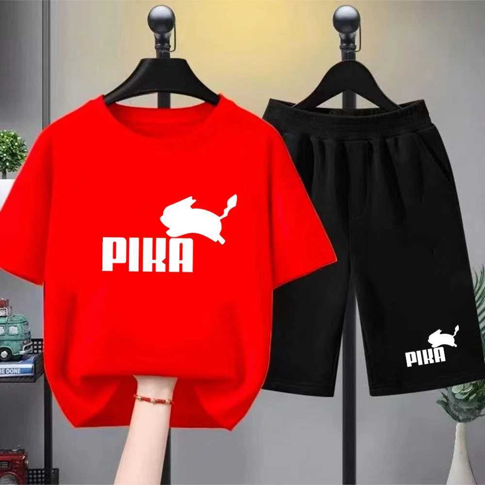 Summer Boy Girls red Casual T Shirt Sets rabbit Printed Kids Fashion Outfits Teen Childrens Short Sleeve Tops Shorts 2pcs L260508
