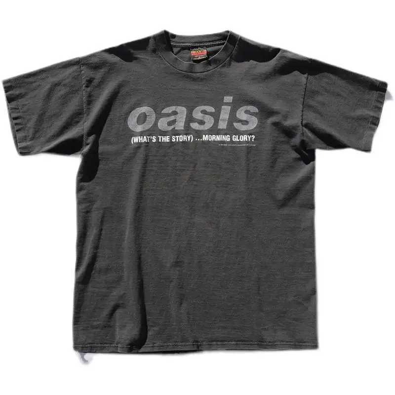 Summer New Oasis Band Men Harbor Style Heavy Cotton Oversize High Street Casual Loose Short Sve T-shirt Unisex Autumn Winter L260508