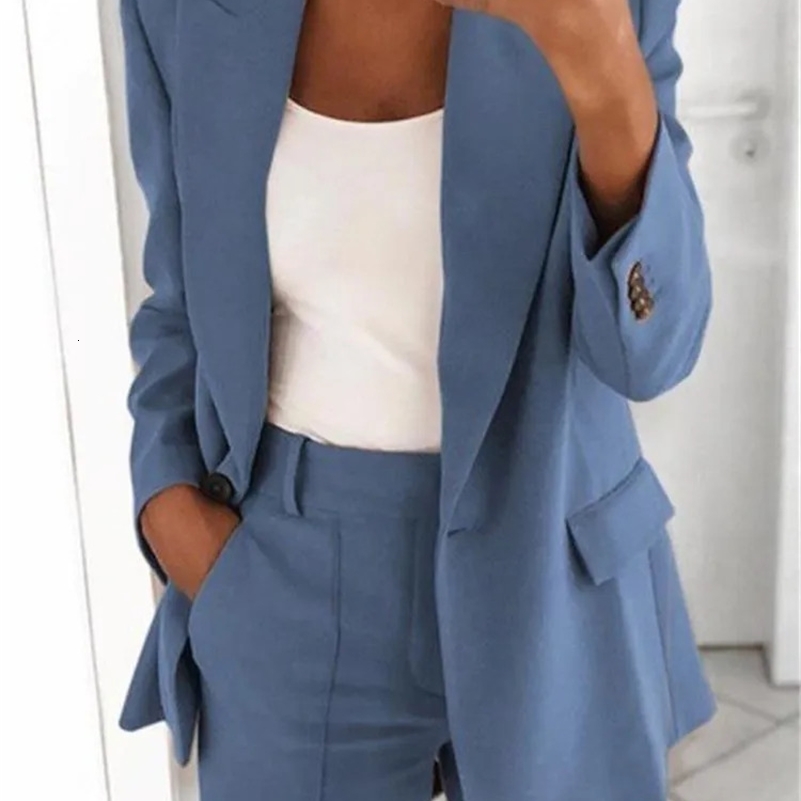S-5XL Womens Blazer Casual Long-sleeved Top Solid Color Suit Collar Button Simple Temperament Plus Size Blazer 260430ww